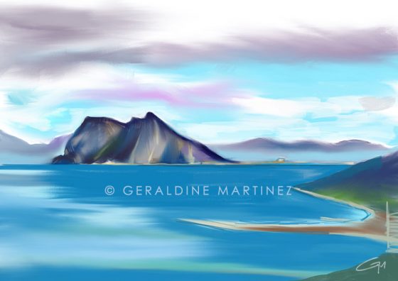 geraldine martinez ipad landscape blue rock-gibraltar-artist