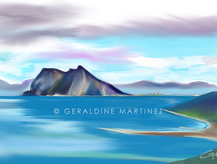 geraldine martinez ipad landscape blue rock-gibraltar-artist