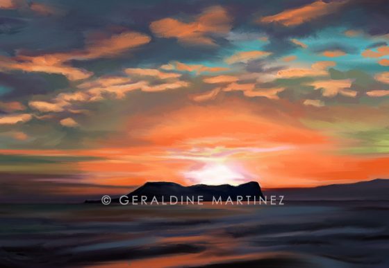 geraldine-martinez-orange-sunset-rock-gibraltar-artist