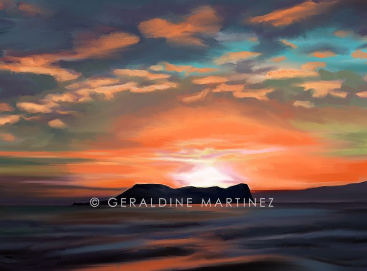 geraldine-martinez-orange-sunset-rock-gibraltar-artist