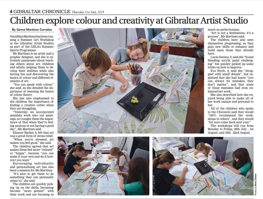 Children explore colour and creativity at Gibraltar Artists Studio, Geraldine Martinez